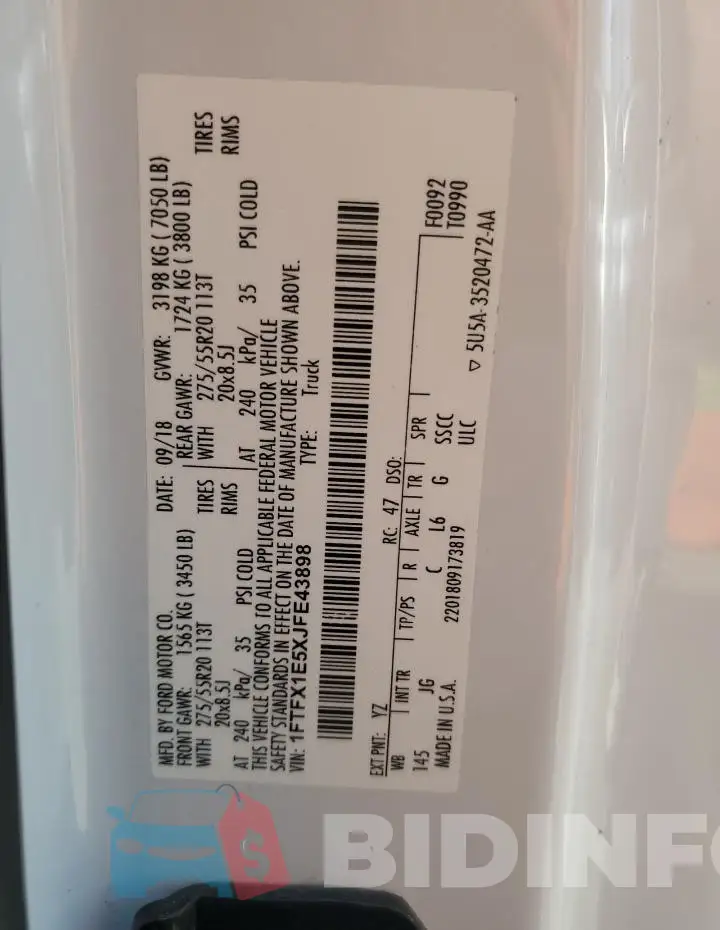 1FTFX1E5XJFE43898 Photo# 12