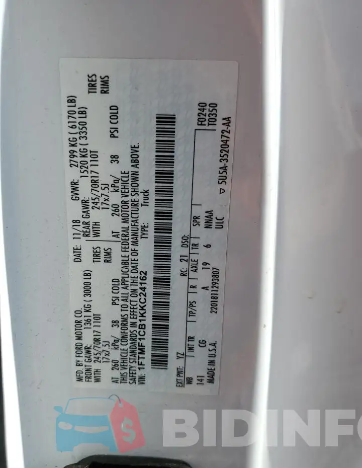 1FTMF1CB1KKC24162 Photo# 12