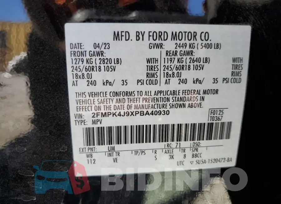 2FMPK4J9XPBA40930 Photo# 14
