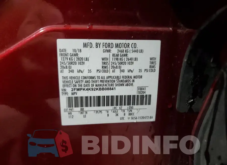 2FMPK4K92KBB08841 Photo# 13