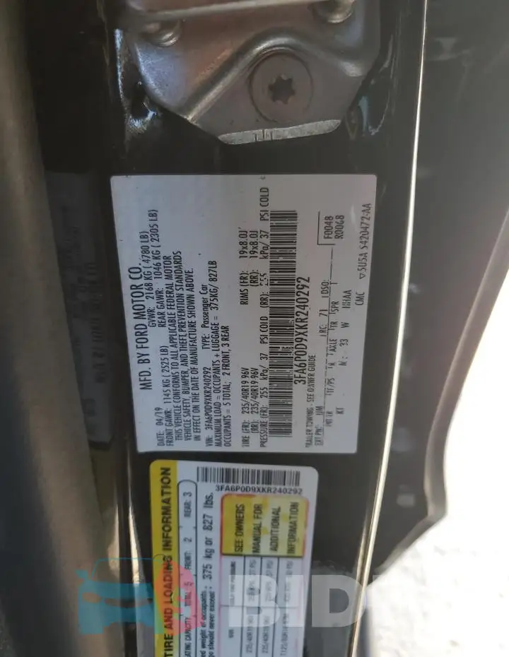 3FA6P0D9XKR240292 Photo# 12