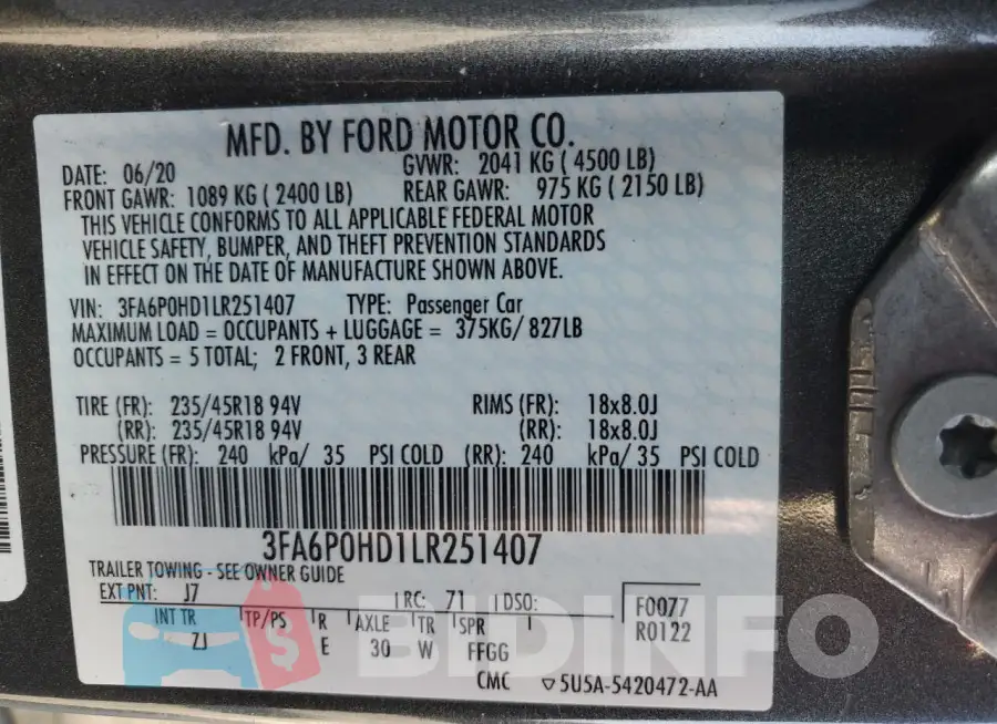 3FA6P0HD1LR251407 Photo# 12