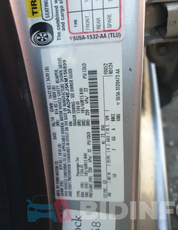 3FADP4EJ5KM156899 Photo# 12