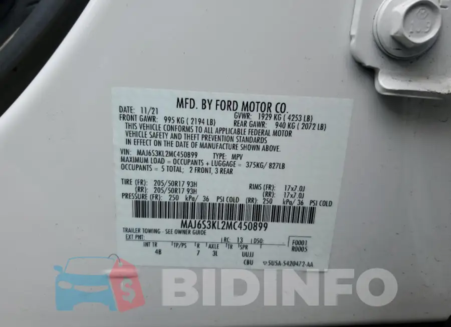 MAJ6S3KL2MC450899 Photo# 13