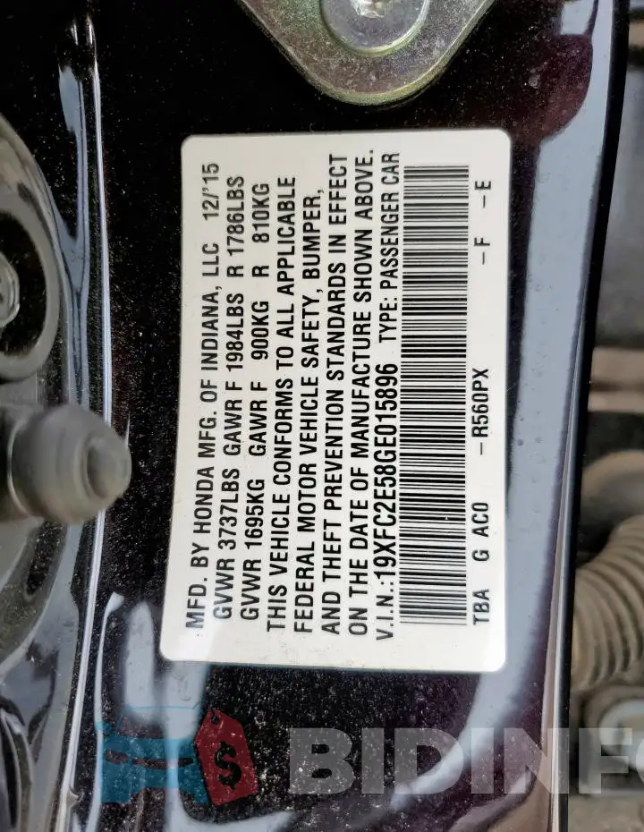 19XFC2E58GE015896 Photo# 12