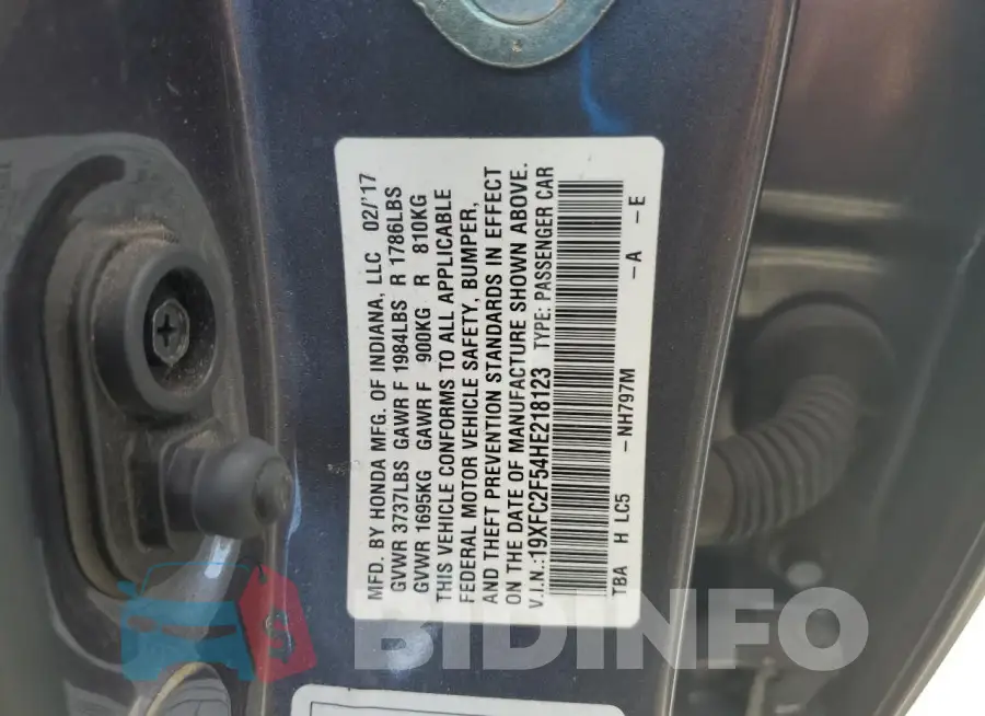 19XFC2F54HE218123 Photo# 12