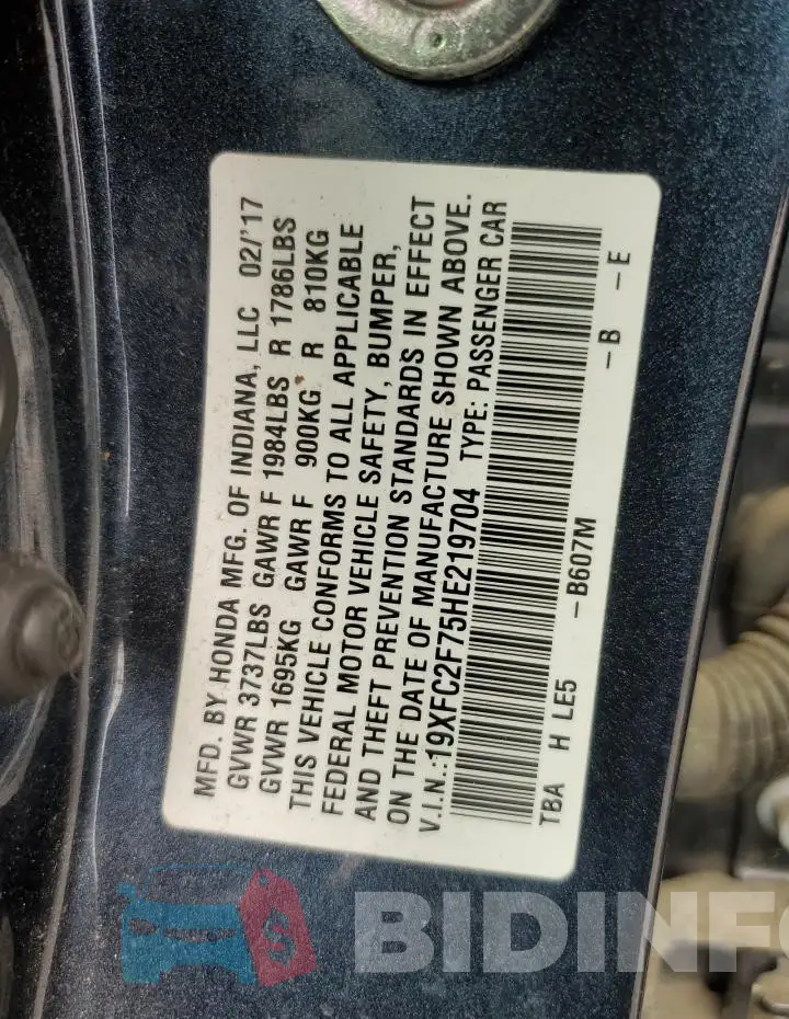 19XFC2F75HE219704 Photo# 12