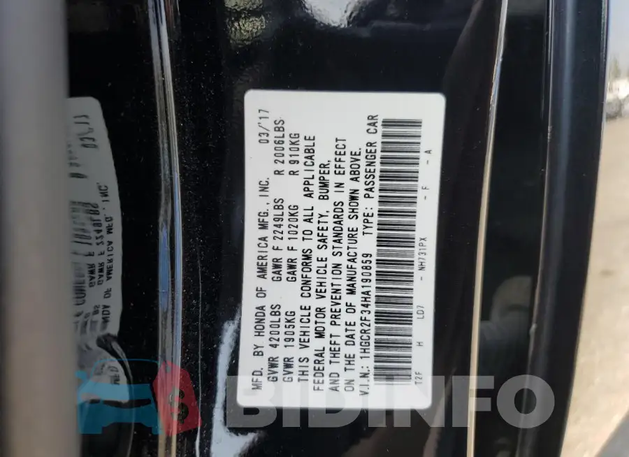 1HGCR2F34HA190859 Photo# 13