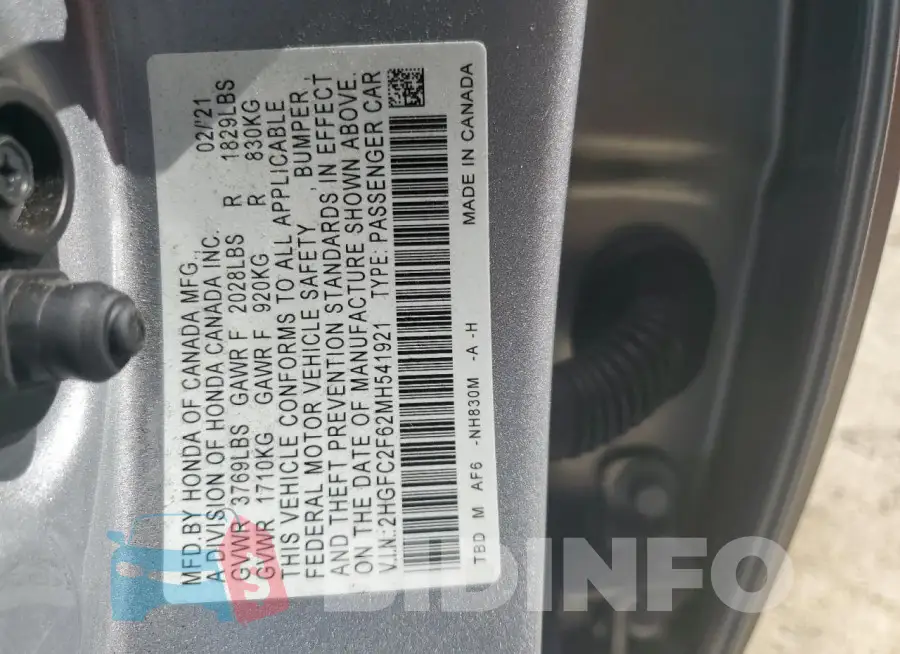 2HGFC2F62MH541921 Photo# 12