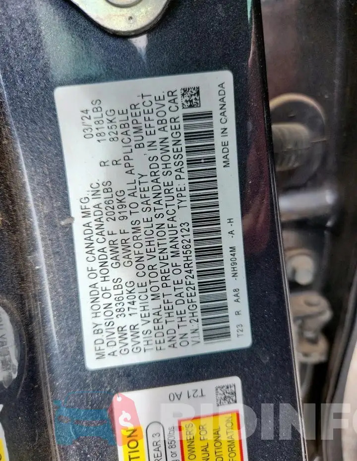 2HGFE2F24RH562123 Photo# 12