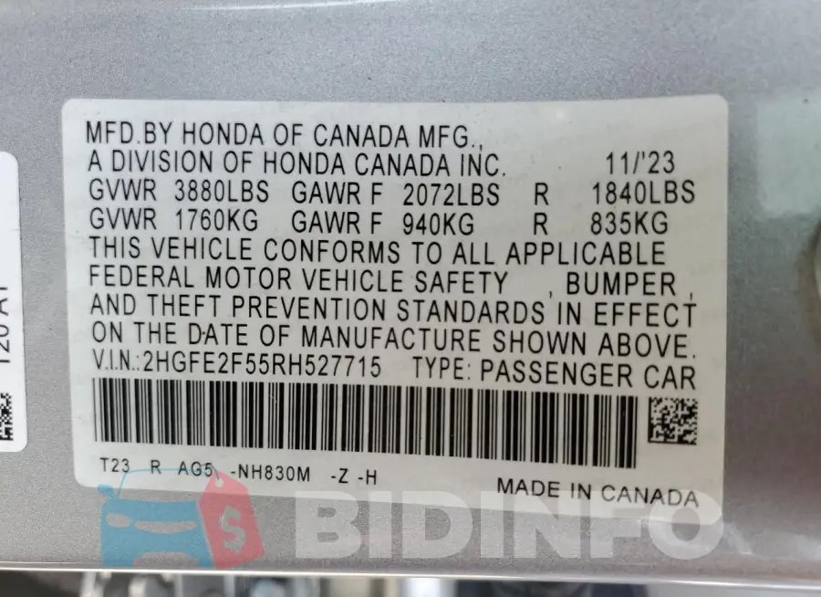 2HGFE2F55RH527715 Photo# 12