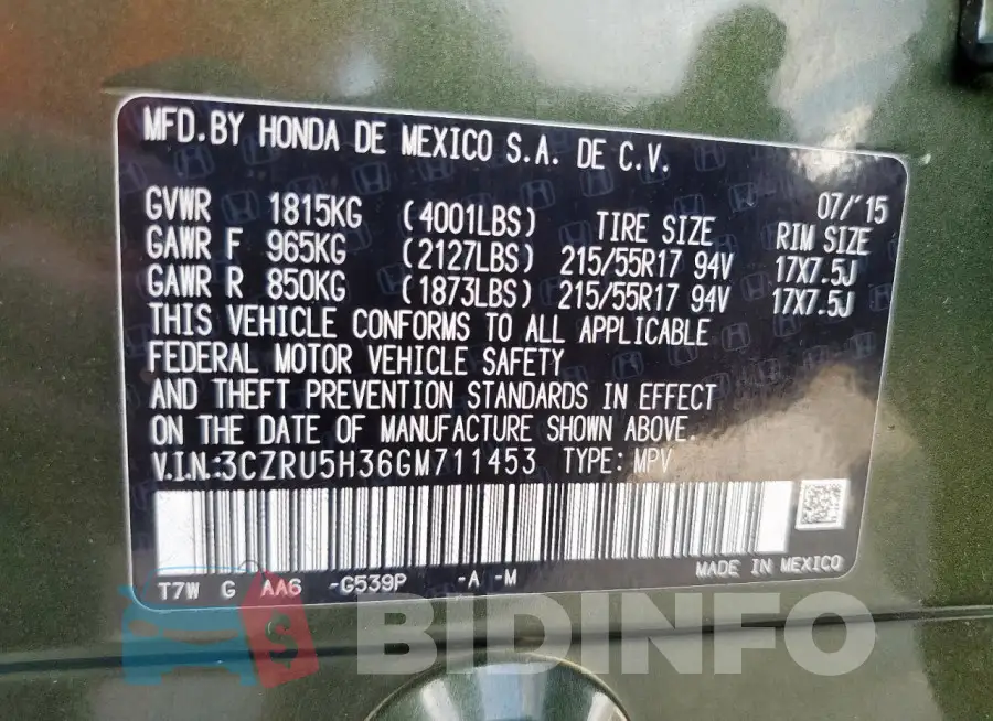 3CZRU5H36GM711453 Photo# 14