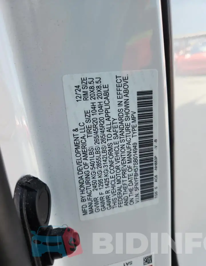 5FNYF8H57SB014949 Photo# 13