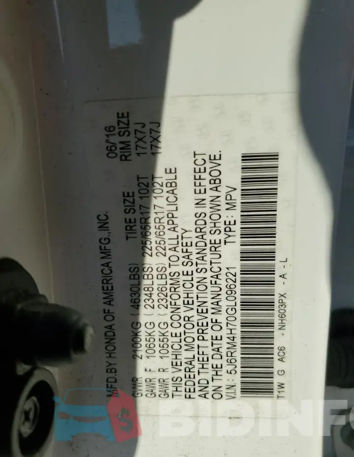 5J6RM4H70GL096221 Photo# 14