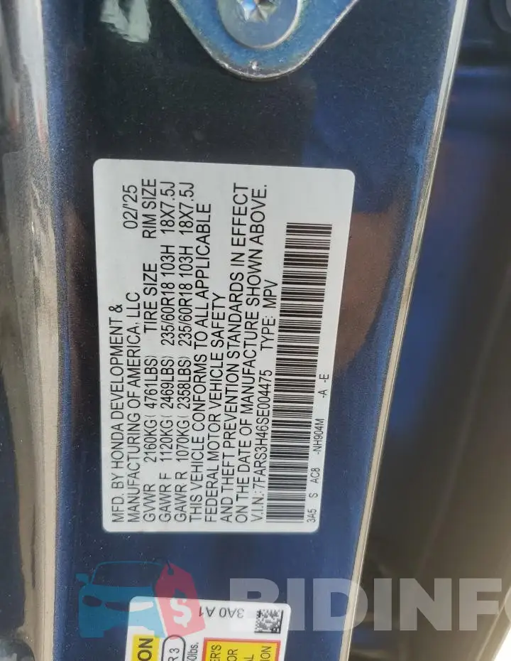 7FARS3H46SE004475 Photo# 14