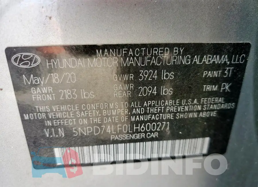 5NPD74LF0LH600271 Photo# 12