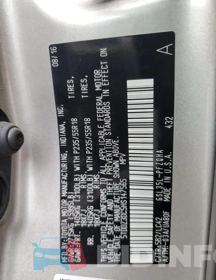5TDDZ3DC5HS147565 Photo# 13