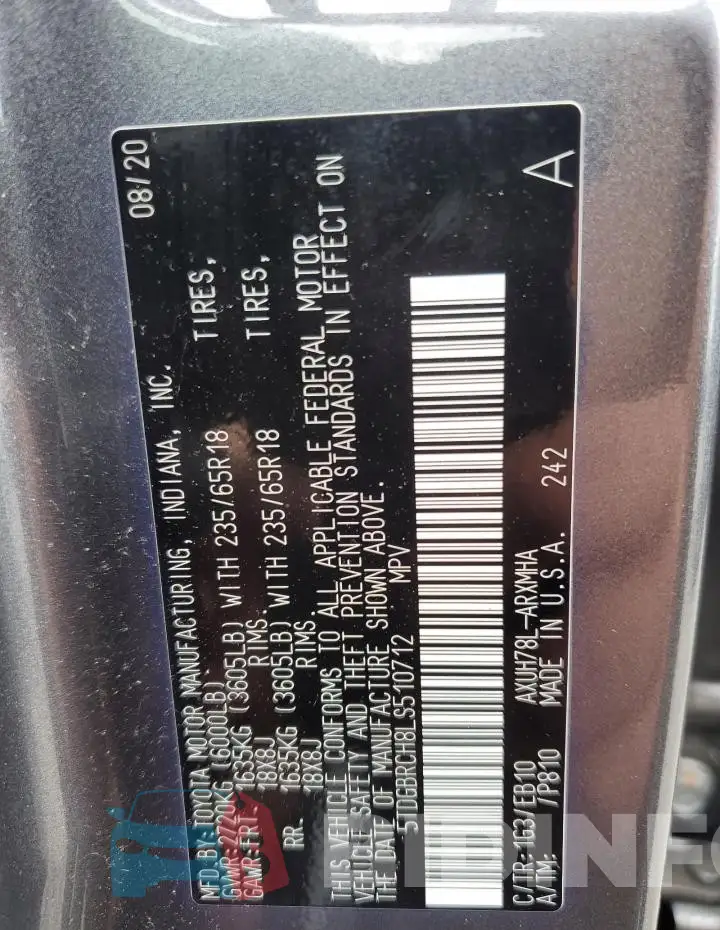 5TDGBRCH8LS510712 Photo# 13