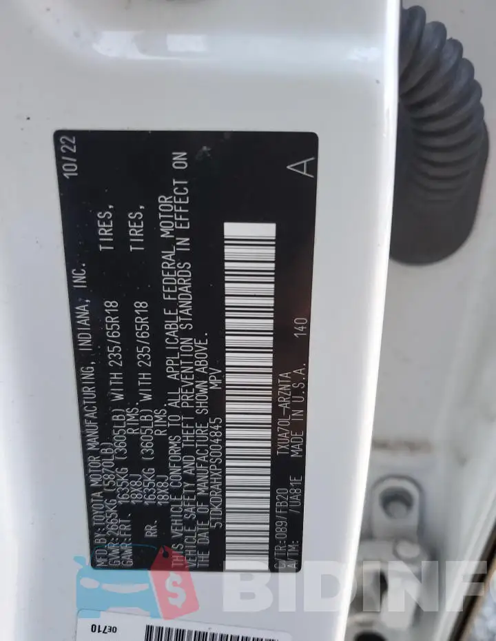 5TDKDRAHXPS004845 Photo# 14