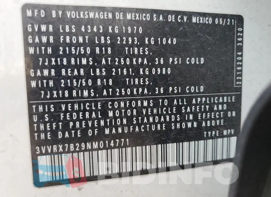 3VVRX7B29NM014771 Photo# 13