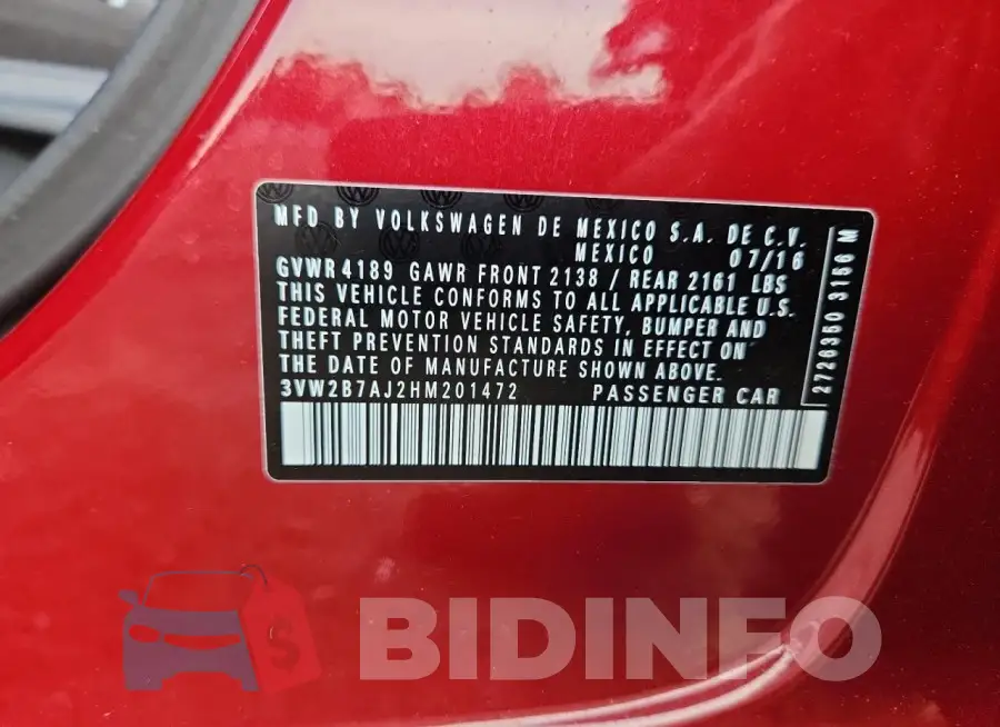 3VW2B7AJ2HM201472 Photo# 12