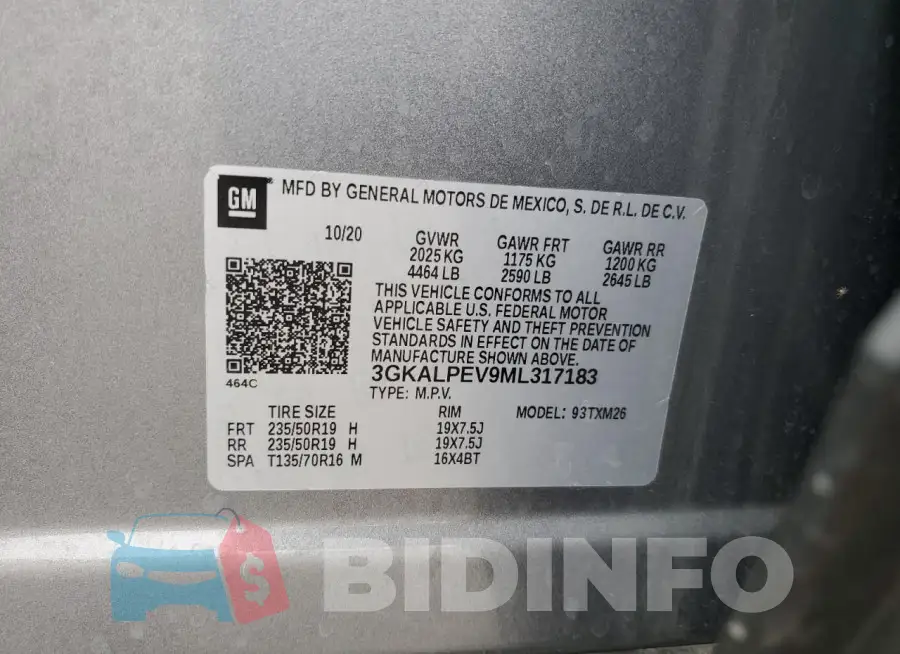 3GKALPEV9ML317183 Photo# 13