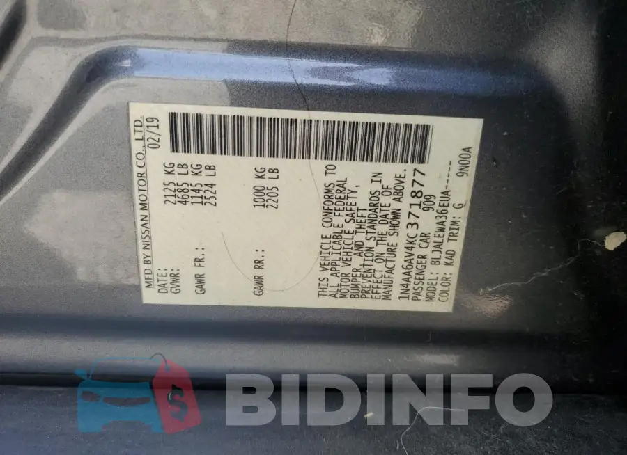 1N4AA6AV4KC371877 Photo# 12