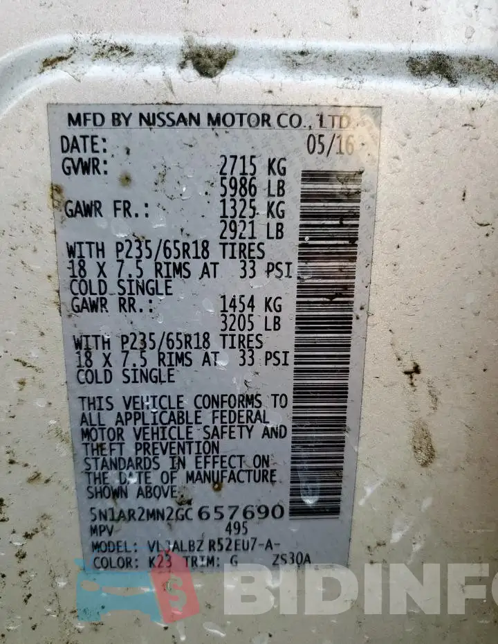 5N1AR2MN2GC657690 Photo# 13