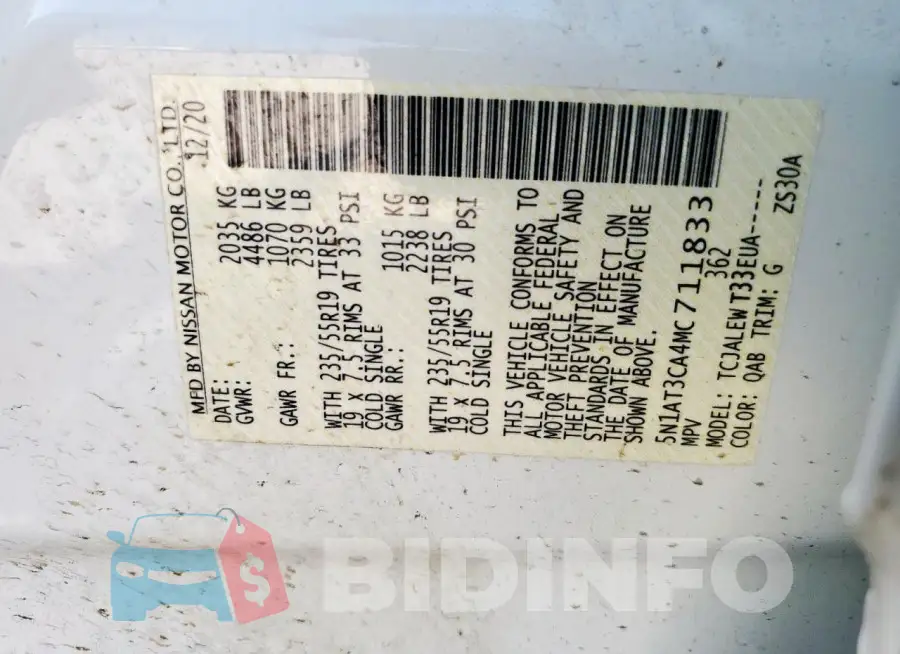 5N1AT3CA4MC711833 Photo# 13