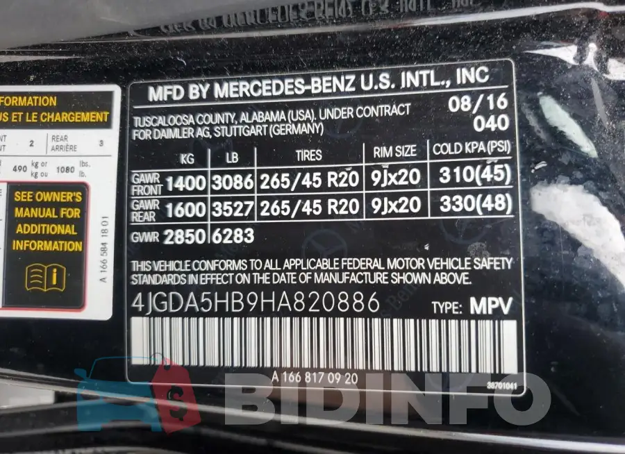 4JGDA5HB9HA820886 Photo# 13