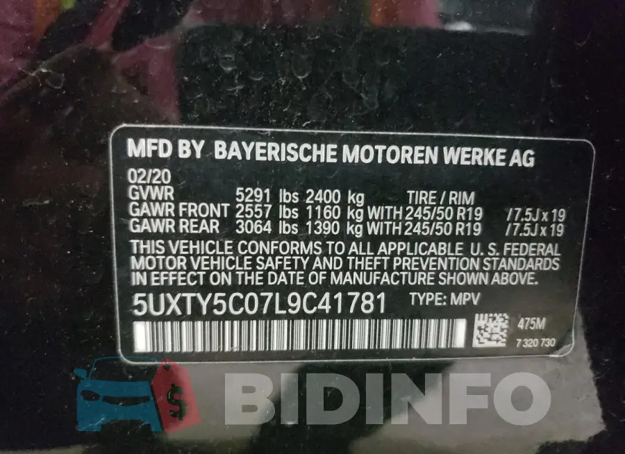 5UXTY5C07L9C41781 Photo# 13