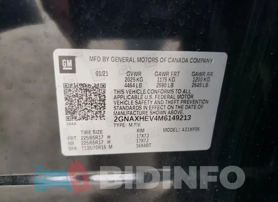 2GNAXHEV4M6149213 Photo# 13