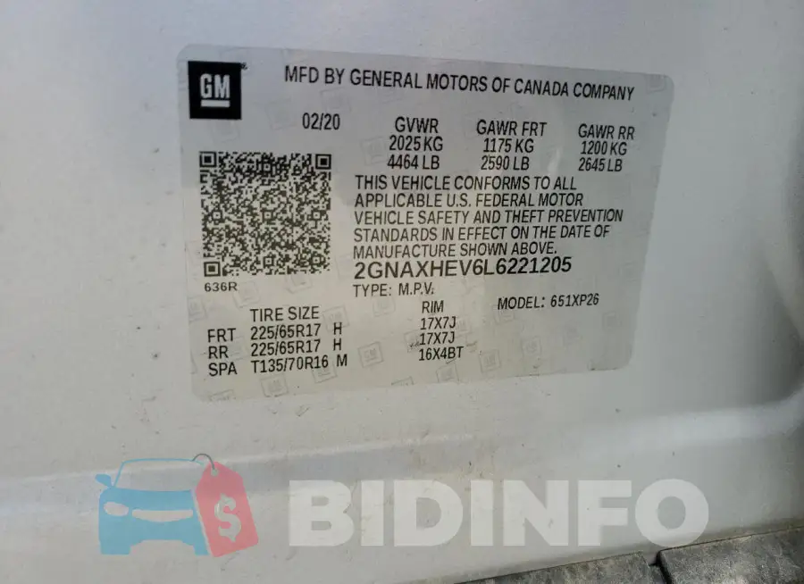 2GNAXHEV6L6221205 Photo# 12