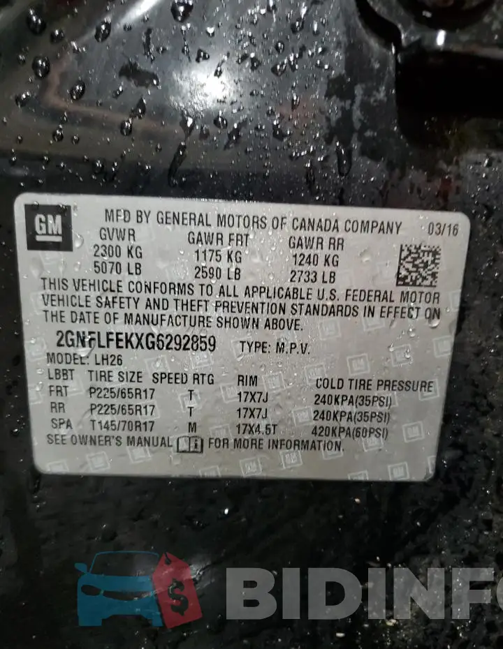 2GNFLFEKXG6292859 Photo# 13