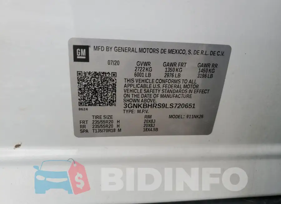 3GNKBHRS9LS720651 Photo# 12