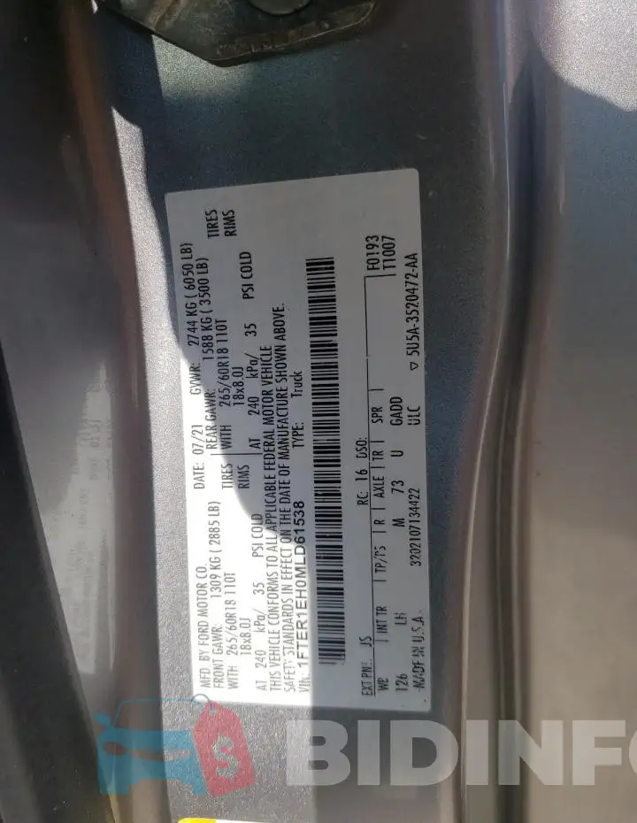 1FTER1EH0MLD61538 Photo# 12