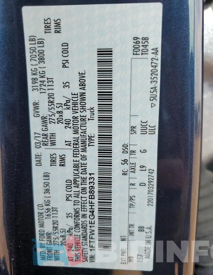 1FTFW1EG4HFB89331 Photo# 12