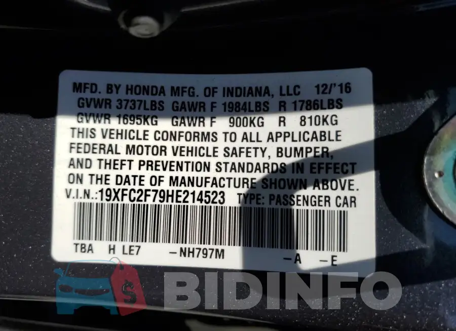 19XFC2F79HE214523 Photo# 12