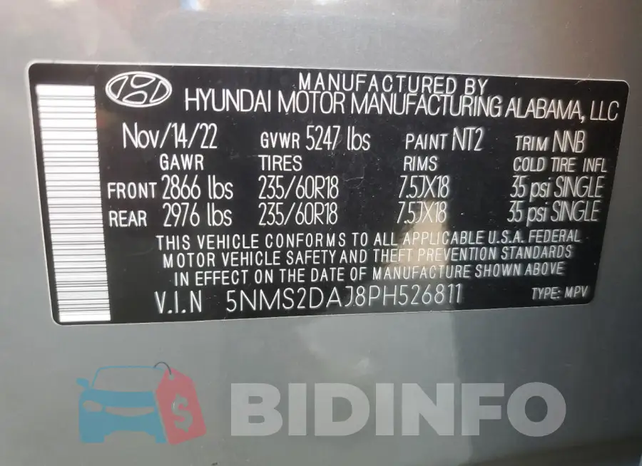 5NMS2DAJ8PH526811 Photo# 13