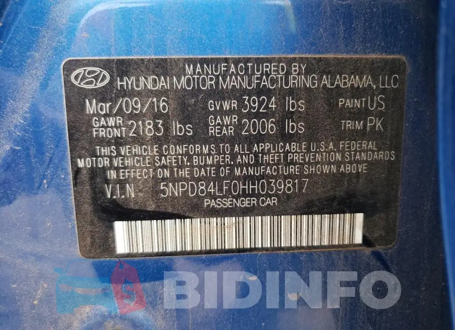 5NPD84LF0HH039817 Photo# 12