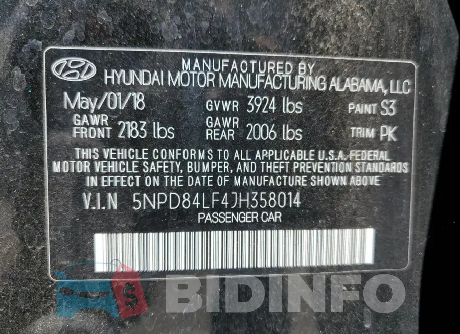 5NPD84LF4JH358014 Photo# 12