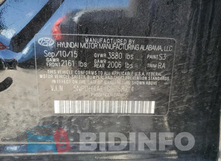 5NPDH4AE1GH758714 Photo# 13