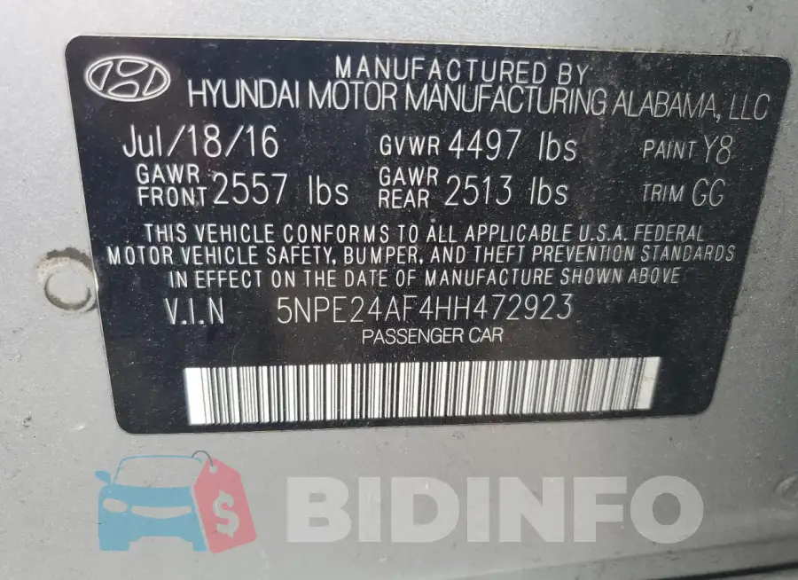 5NPE24AF4HH472923 Photo# 13