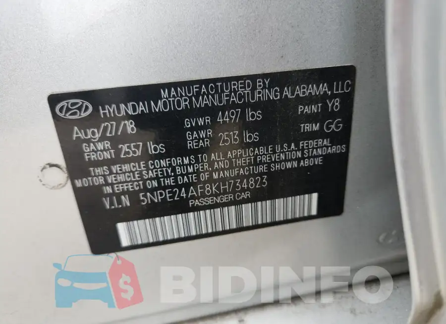 5NPE24AF8KH734823 Photo# 12