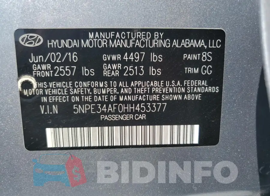 5NPE34AF0HH453377 Photo# 12