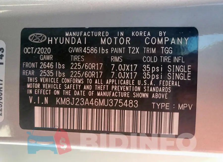 KM8J23A46MU375483 Photo# 14