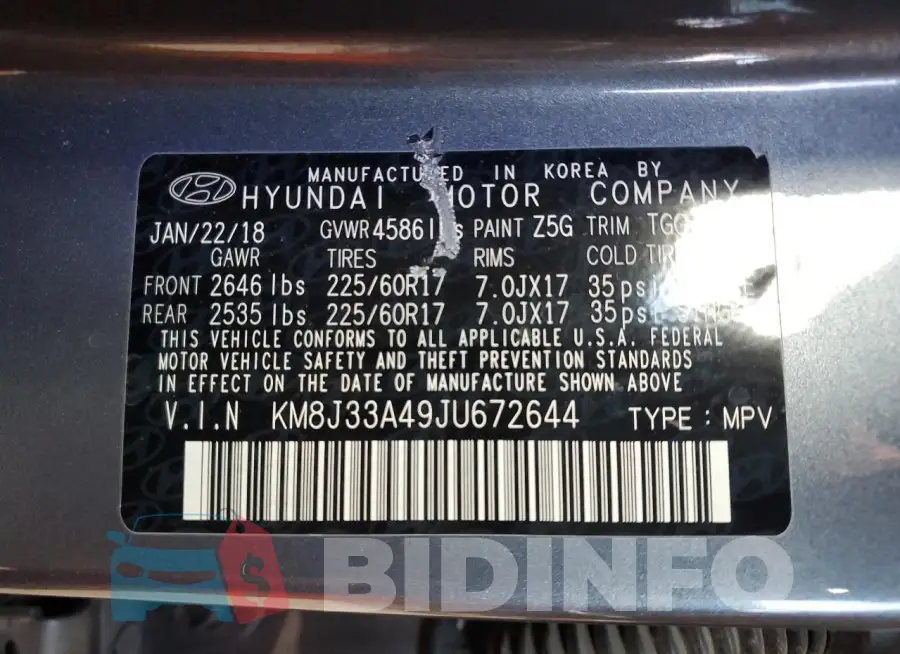 KM8J33A49JU672644 Photo# 12