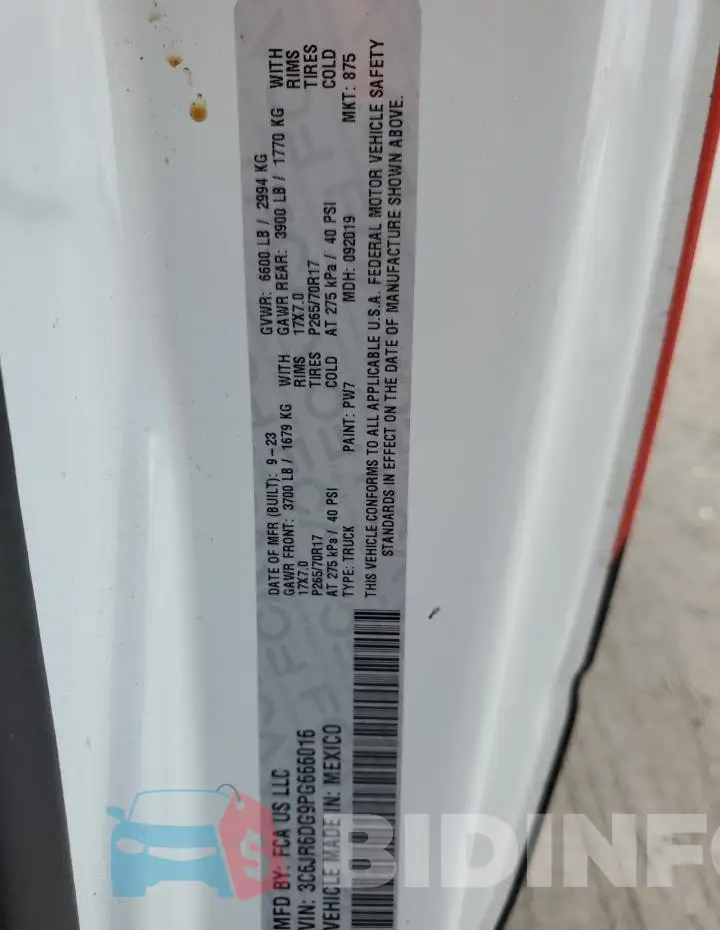 3C6JR6DG9PG666016 Photo# 12