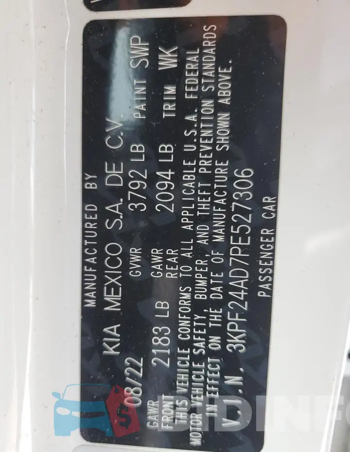 3KPF24AD7PE527306 Photo# 12
