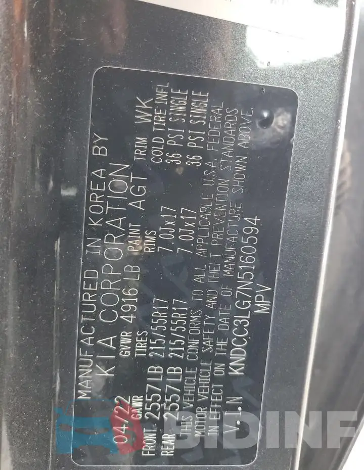 KNDCC3LG7N5160594 Photo# 14